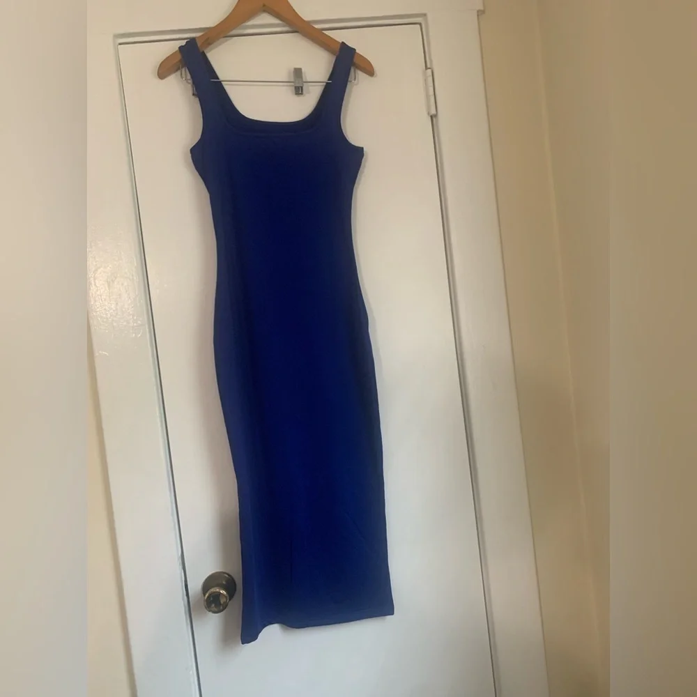 Cobalt‎ blue bodycon strapless MIDI Dress Size Small